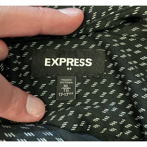 Express Shirt Mens XL Black White Pattern Button Up Long Sleeve Modern Casual - Picture 6 of 7